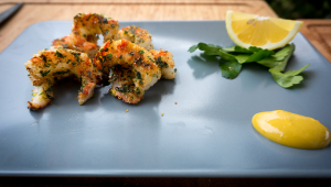 Panierte Scampi von der Planch
