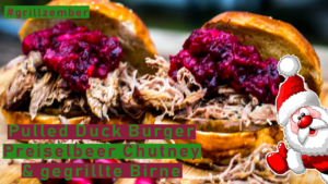Pulled Duck Burger mit Cranberry Chutney und gegrillter Birne