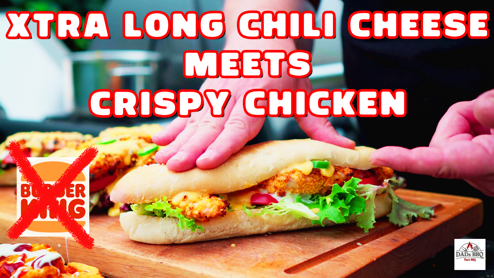 Xtra Long Crispy Chicken Chili Cheese Rezept DADs BBQ Barbecue Rezepte