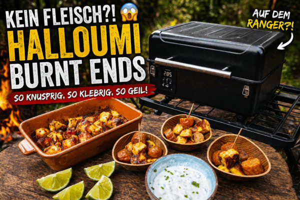 Halloumi Burnt Ends vom Grill – knuspriger BBQ Käse statt Fleisch