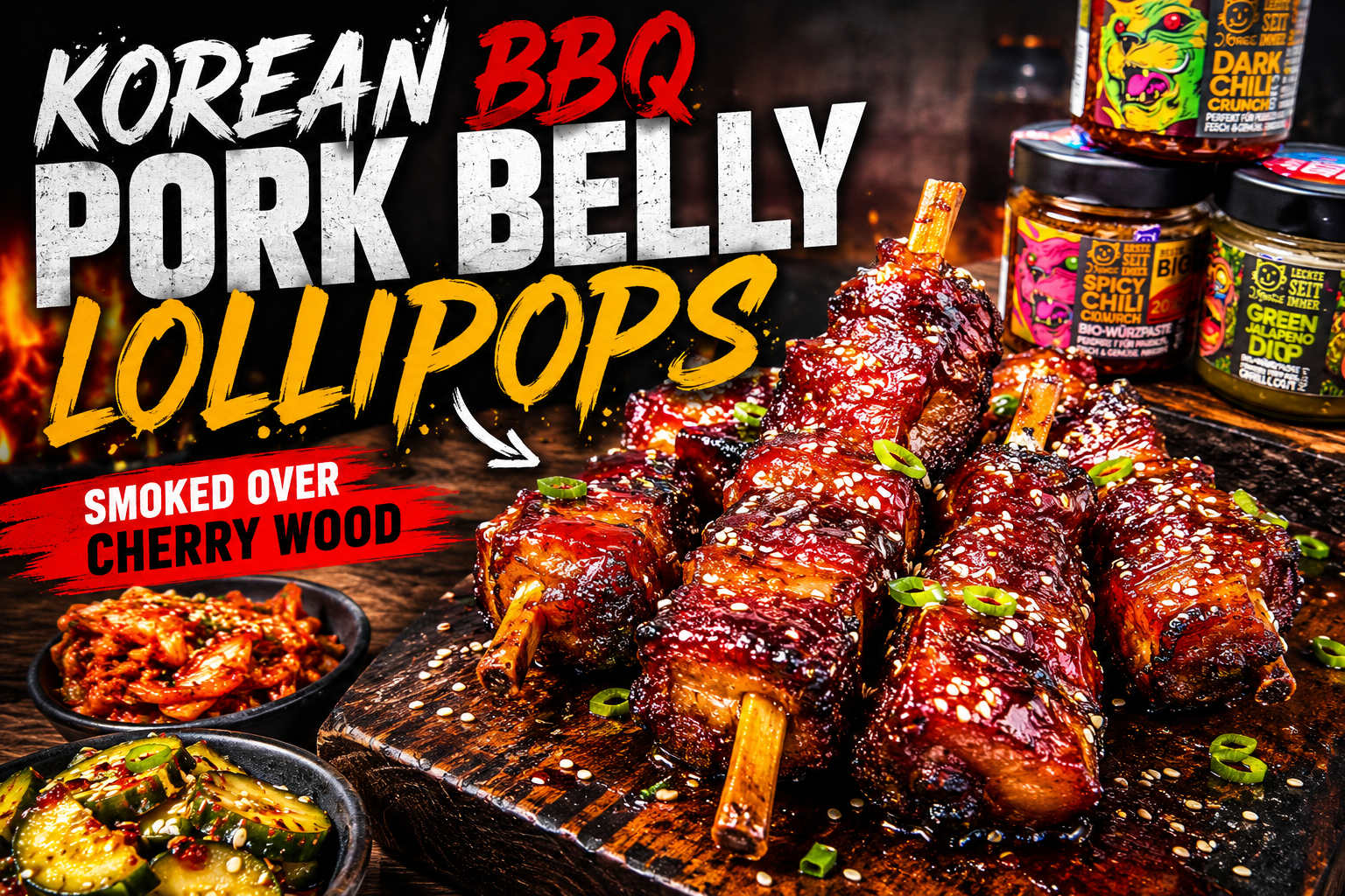 Korean BBQ Style Pork Belly Lollipops vom Smoker