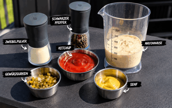 Burgersauce für Cheeseburger Kartoffelpfanne Burgersauce für Cheeseburger Kartoffelpfanne